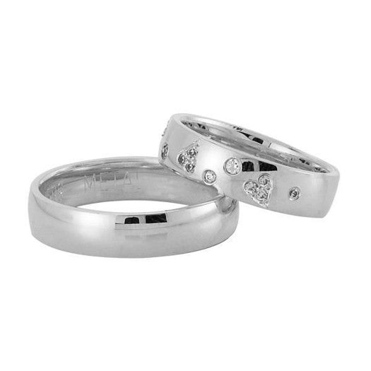 Romantiske Nuran vielsesringe i 14 karat hvidguld med 0,16 ct diamanter